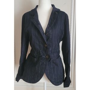 Hannoh Wessel Sophisticated Navy Pinstripe Blazer Jacket NW